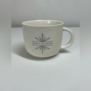 Place & Time Happy Holidays Crackle Glaze Snowflake Coffee Tea Mug 16 Oz